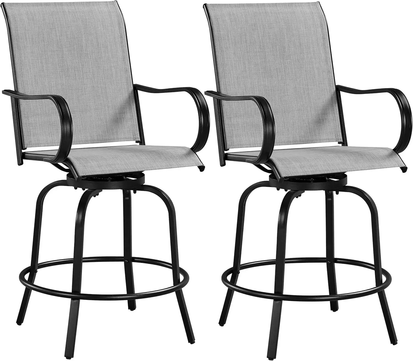 Set Of 2 Outdoor Swivel Bar Stools All Weather Garden Patio