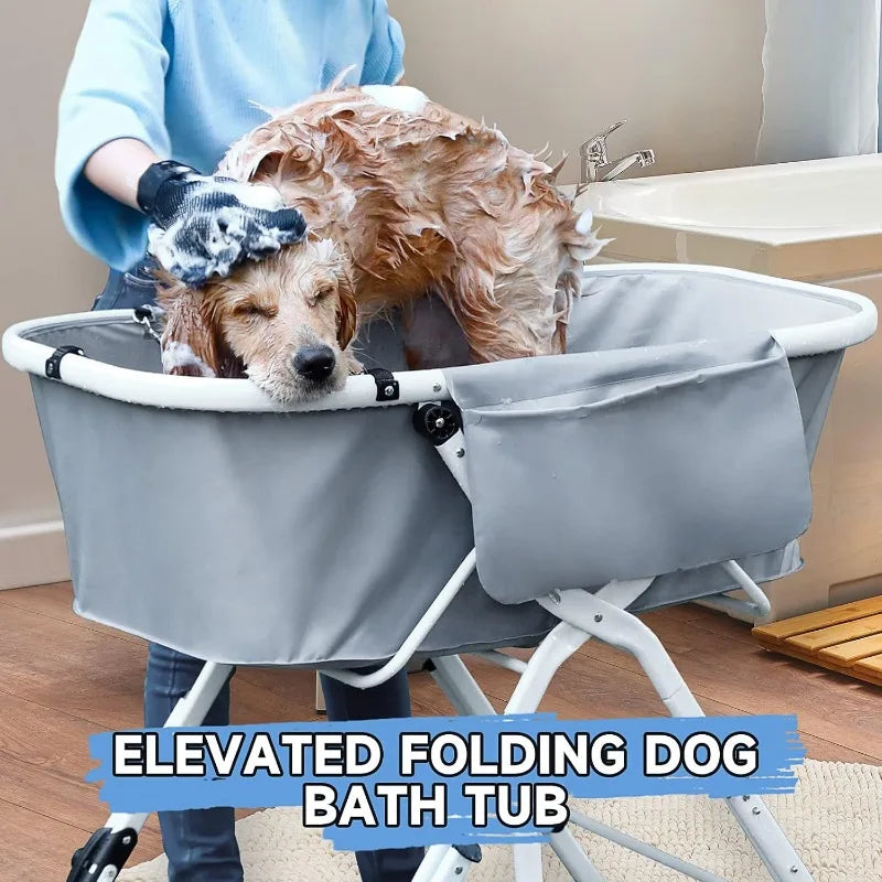 Elevated Dog Bath Tubs Grooming Foldable Adjustable Station