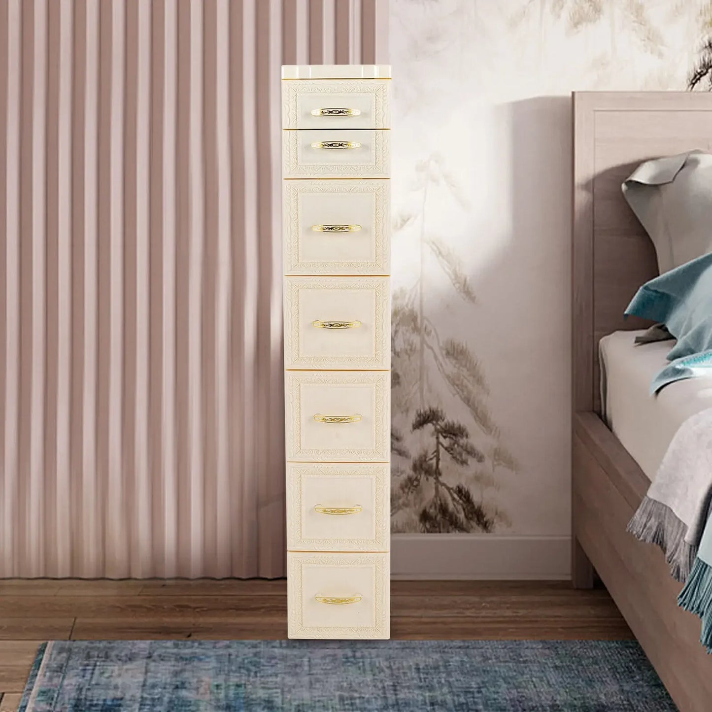 7 Drawer Floor Cabinet Storage Organizer Free Standing