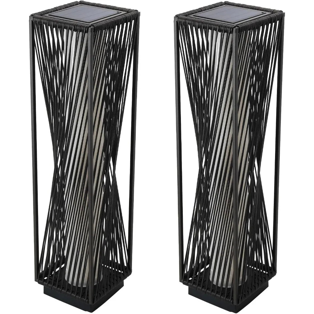 Solar Yard Outdoor Solar Floor Lamp Resin Wicker Waterproof