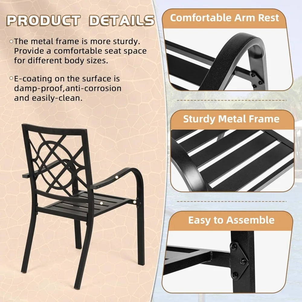 300lbs Patio Chairs Set of 4 Stackable Metal Dining Chairs
