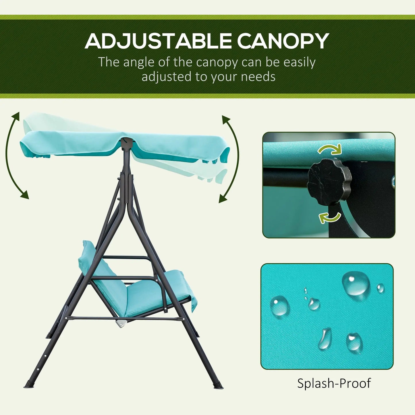 Outsunny 3 Seat Porch Swing Hammock With Canopy Blue