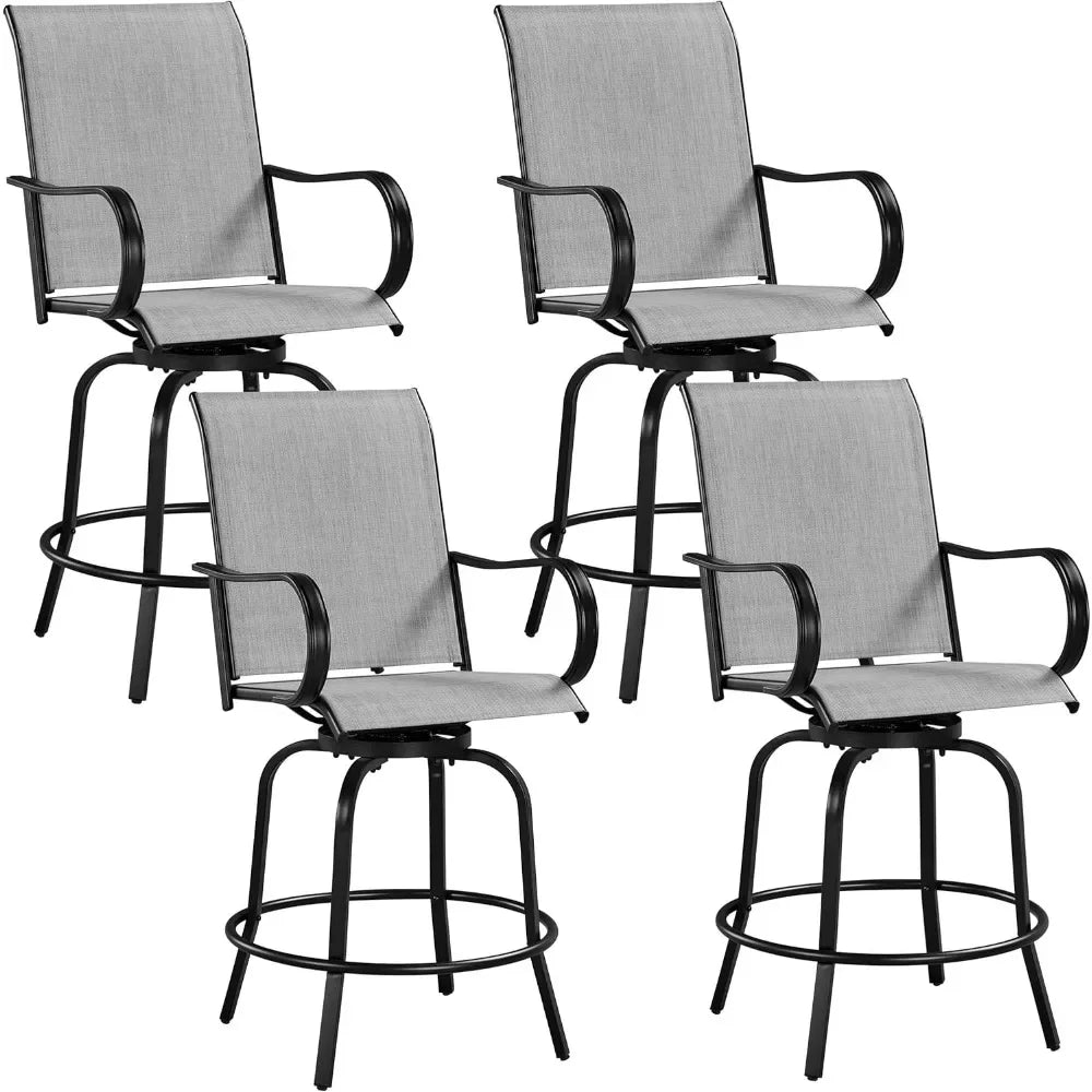 Set Of 2 Outdoor Swivel Bar Stools All Weather Garden Patio