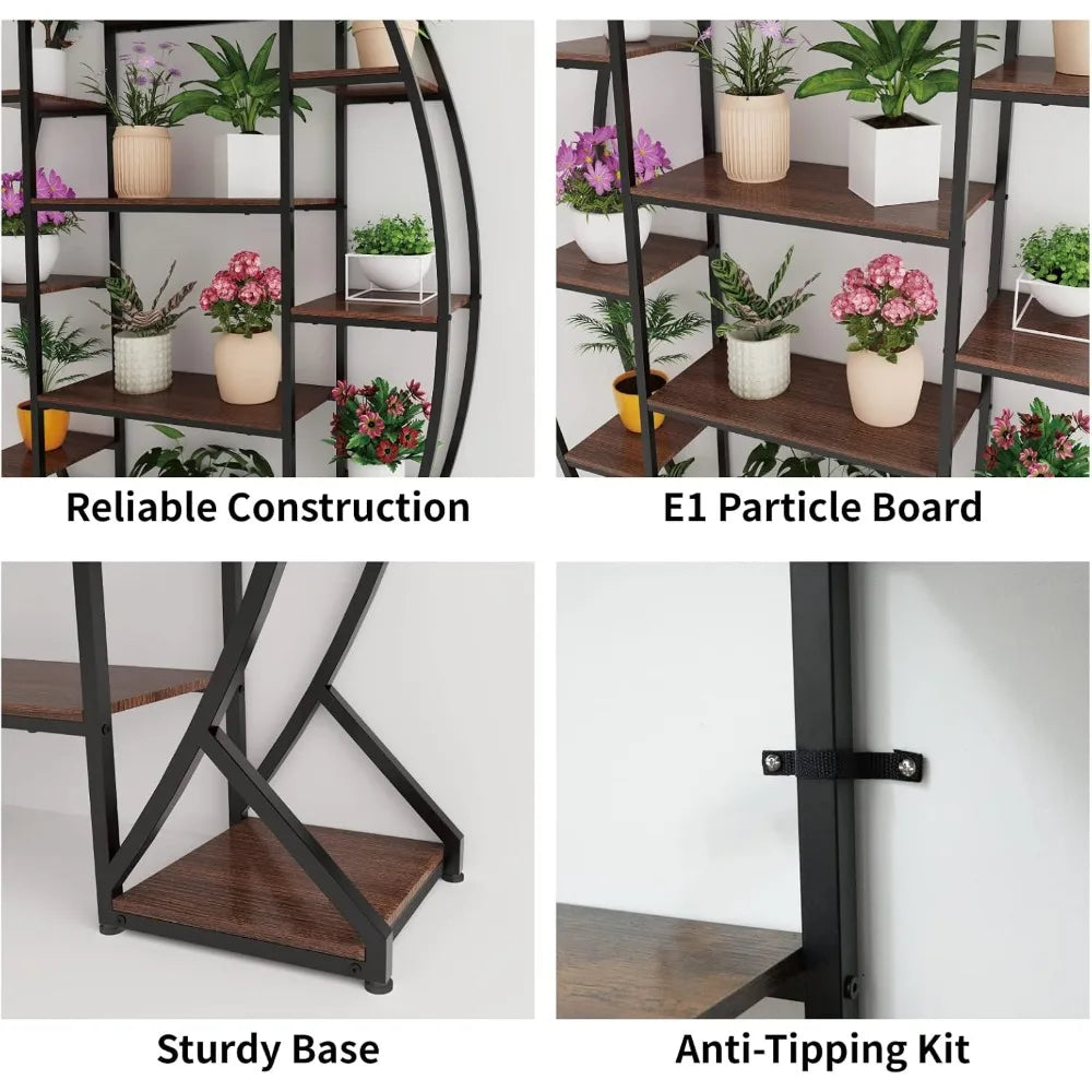 Large Plant Stand Indoor: 70 Inch Half Moon 5 Tier Shelf