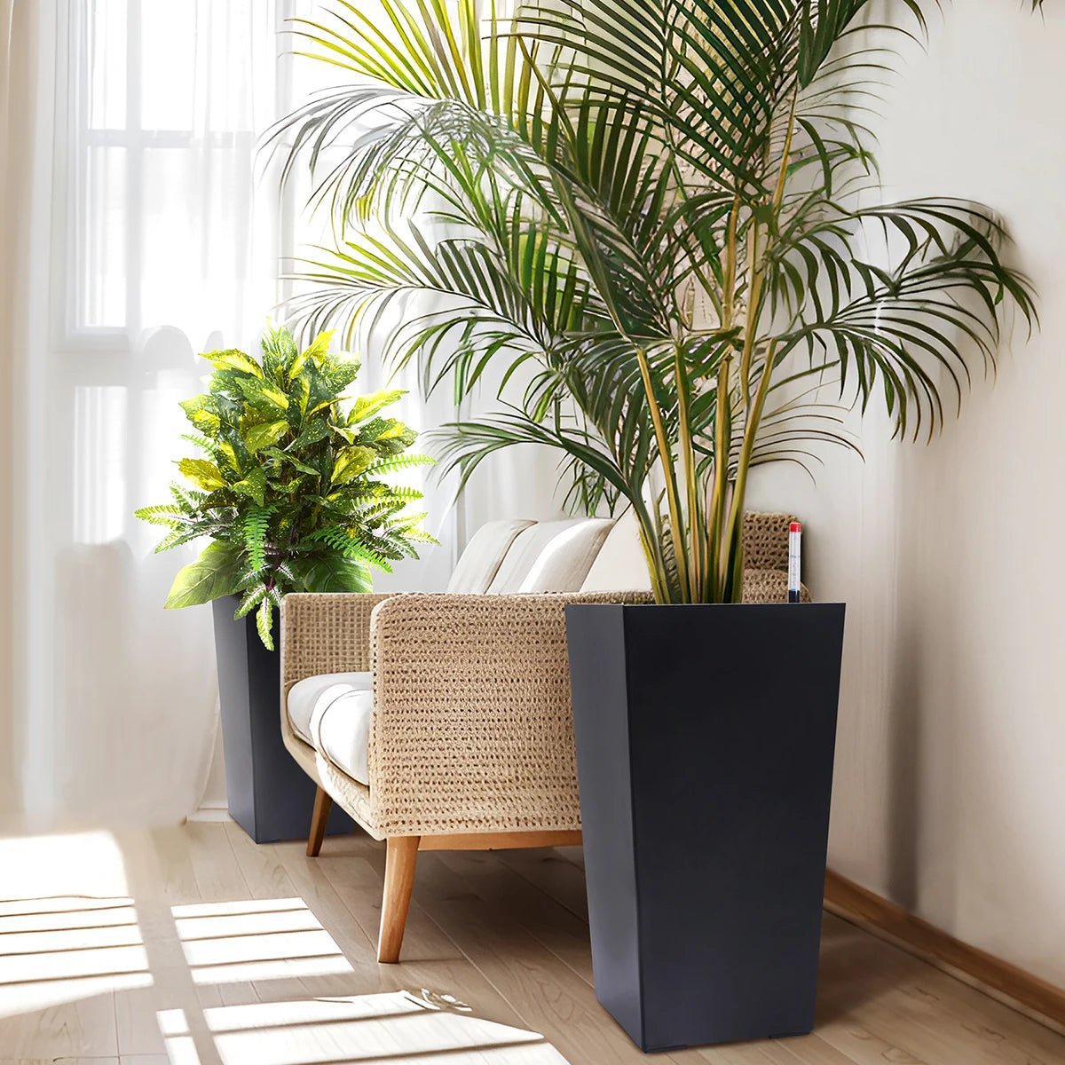 Rectangular Planters Set 2 With Drainage Holes And Level