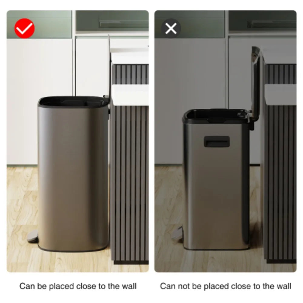 13 Gallon 50L Kitchen Foot Pedal Operated Soft Close Trash Can Stainless Steel Ellipse Bustbin S