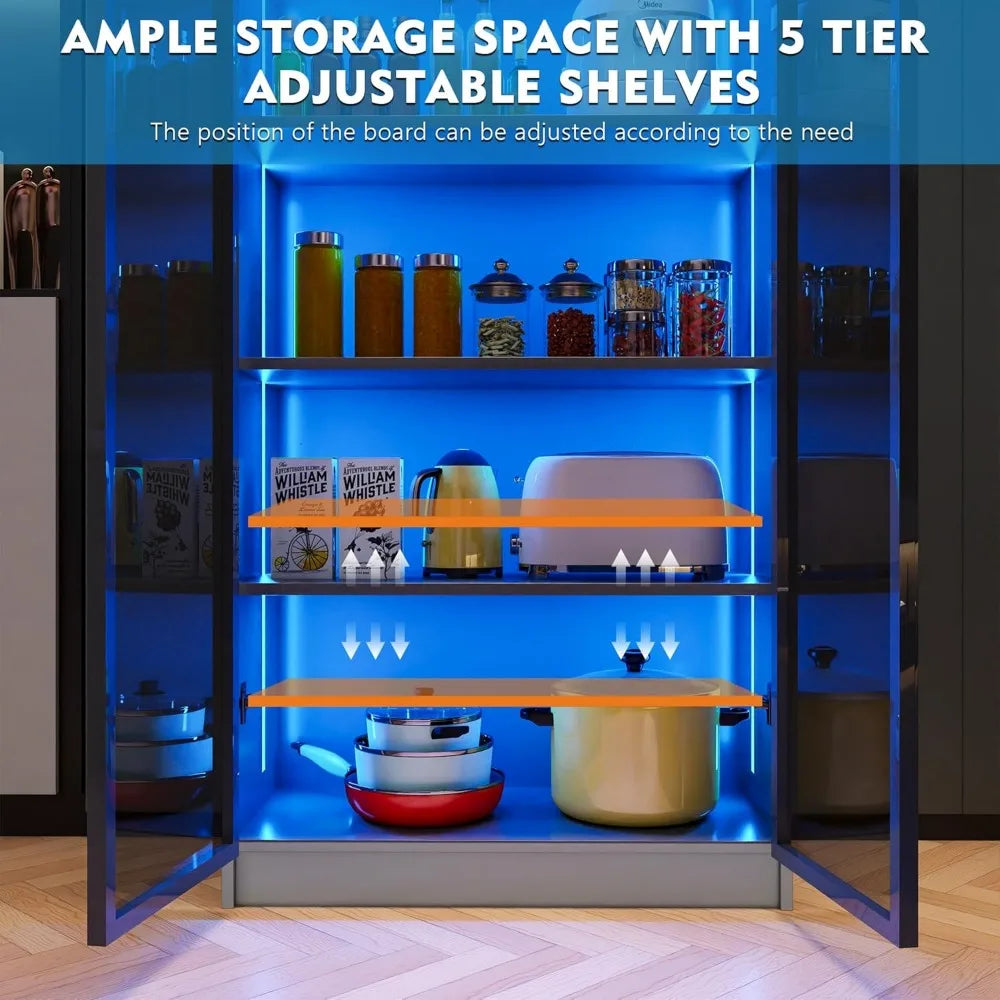 Tall Storage Cabinet up to 70 Inch with Dimmable LED Lights