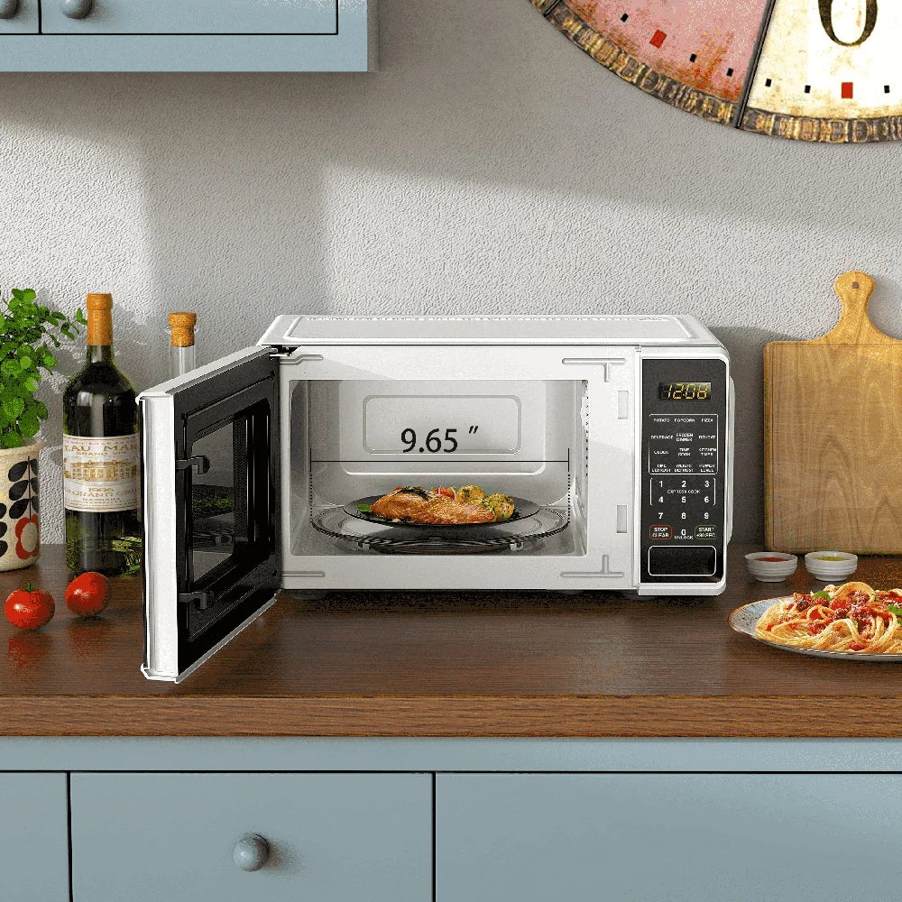Compact Countertop Microwave Oven 700W Digital Display Kitchen Timer Child Safety Lockout Quick Set Defrost 10 Power Levels