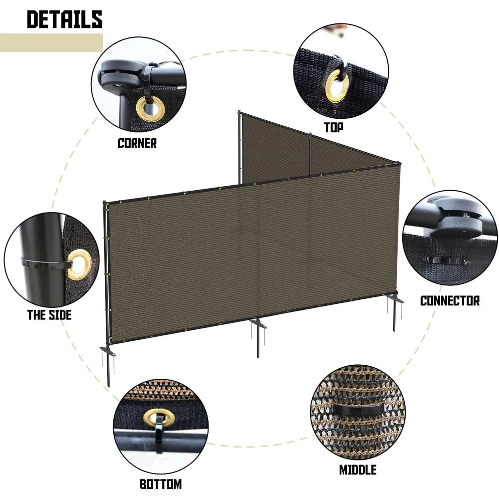 5x60 Outdoor Privacy Fence With Iron Poles Ground Spikes