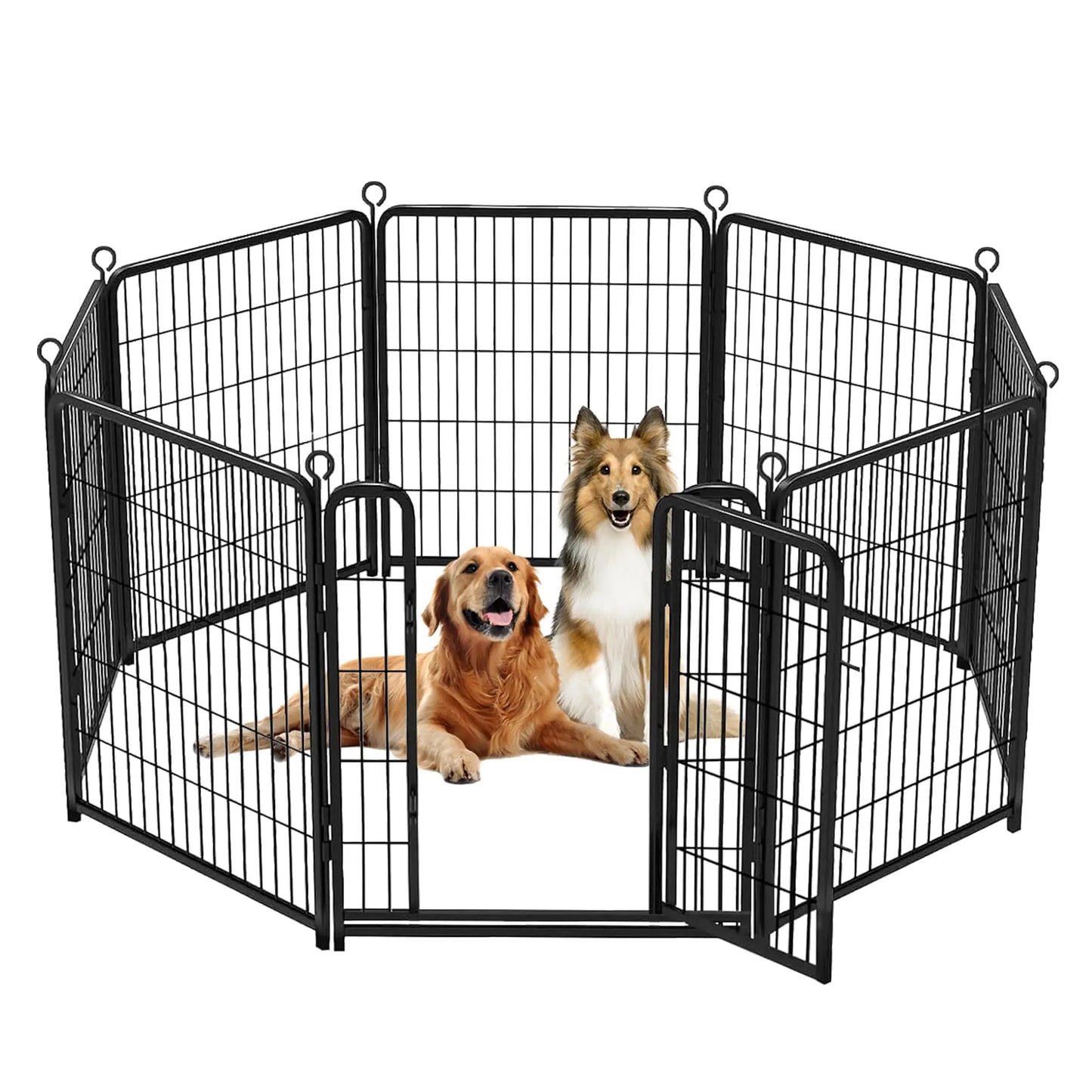 Dog Playpen Indoor & Outdoor Metal Dog Pen with Door
