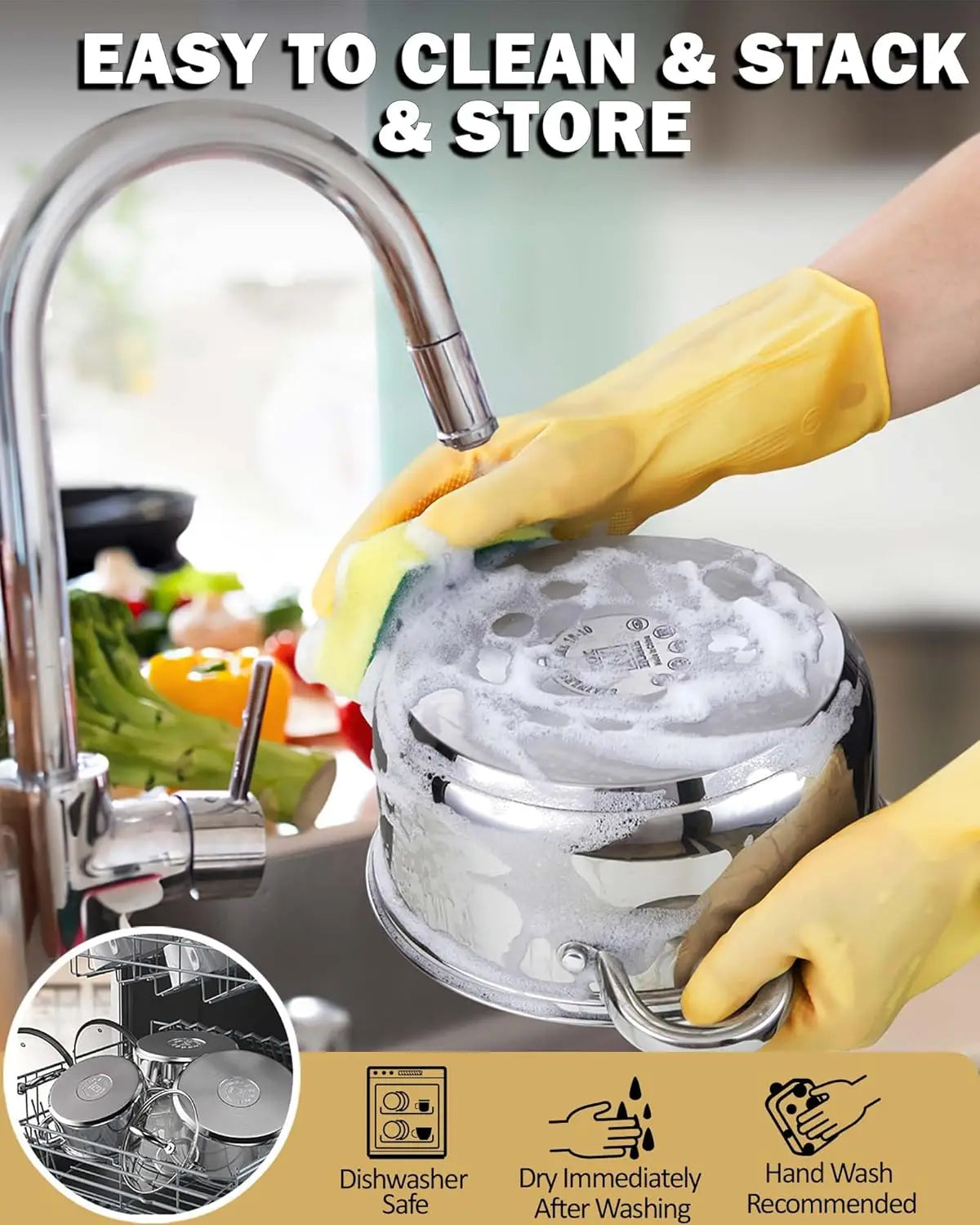 Cook N Home Kitchen Cookware Sets, 12-Piece Stainless Steel