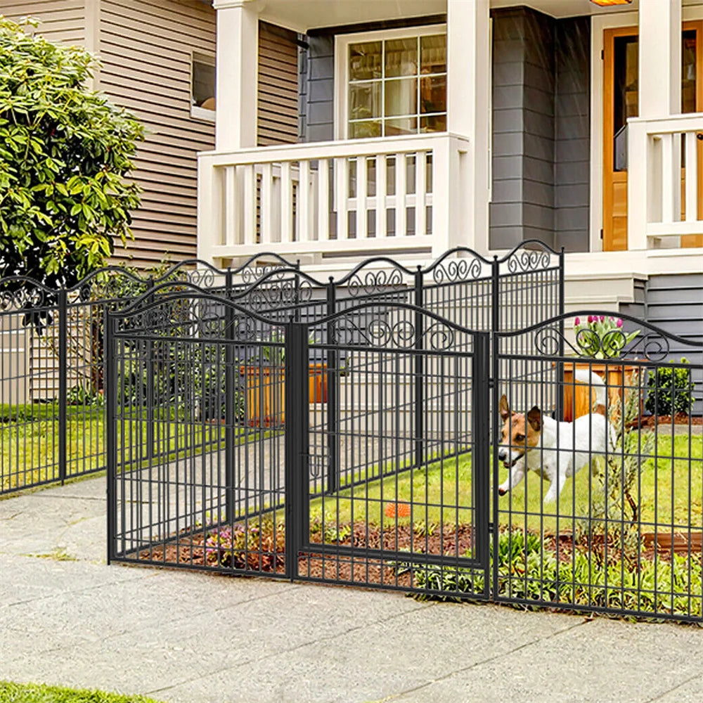 Heavy Duty Dog Playpen 8 Panels Iron Fence With Door
