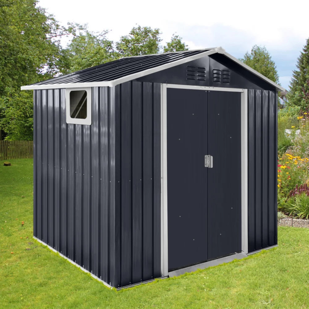 7ftx4.3ft Grey Metal Sheds Garden Storage With Window