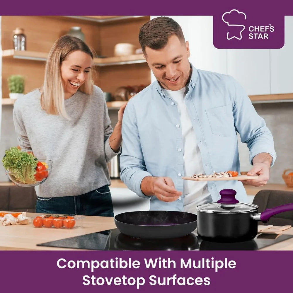 Pots And Pans Set Cookware Nonstick Aluminum 11 Piece Purple