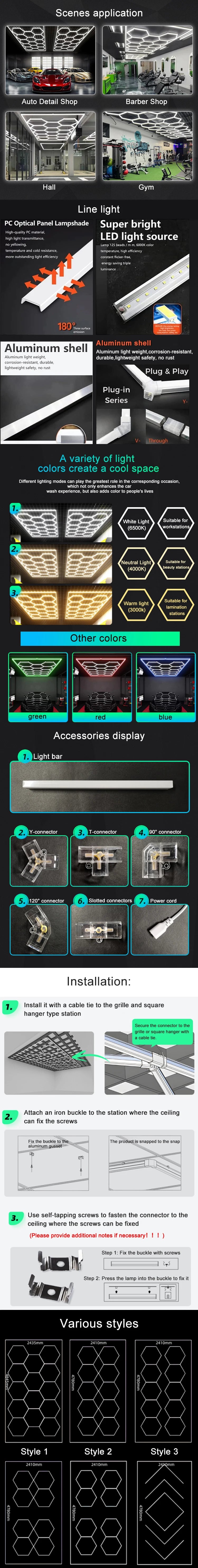Honeycomb Hex Light Hexagon Led Lighting For Garage Car Wash