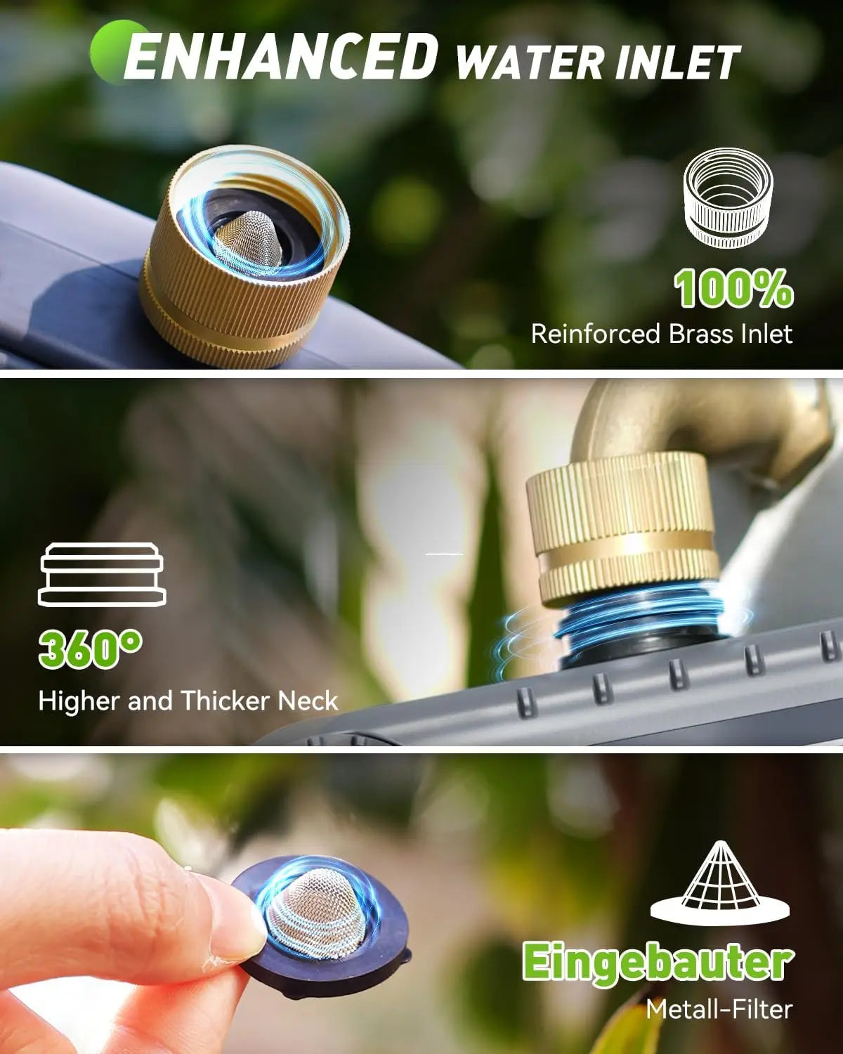 3 Zone Sprinkler Timer with Brass Inlet for Garden Hose
