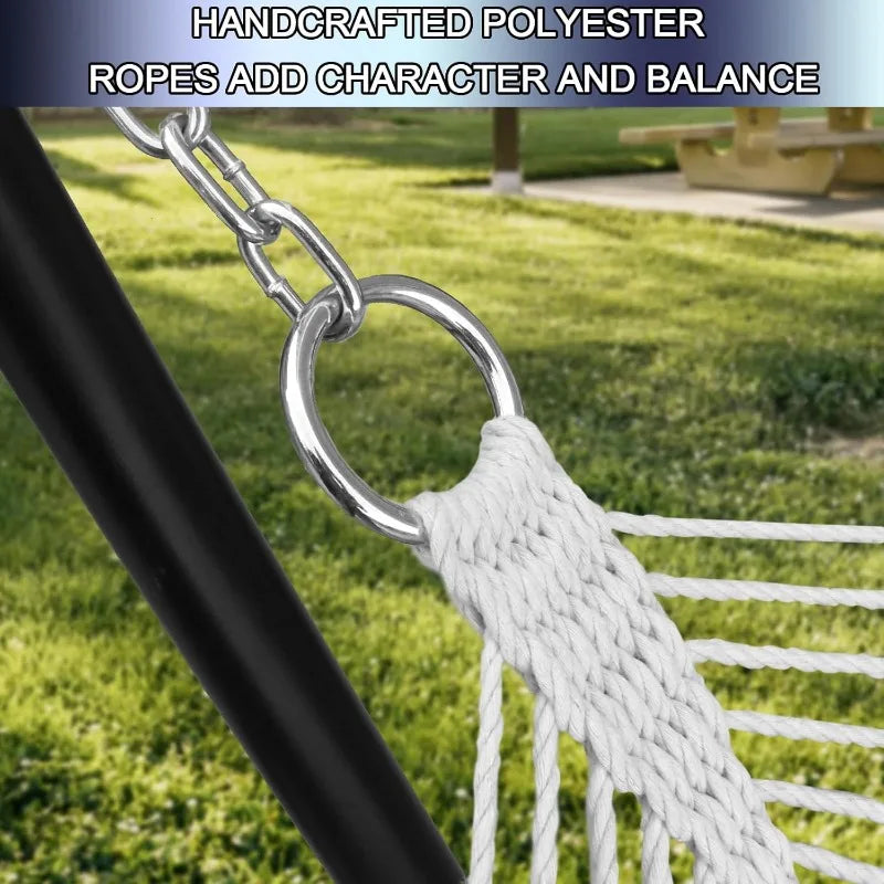 Outdoor Quilted Fabric Hammock with Pillow for Patio Use