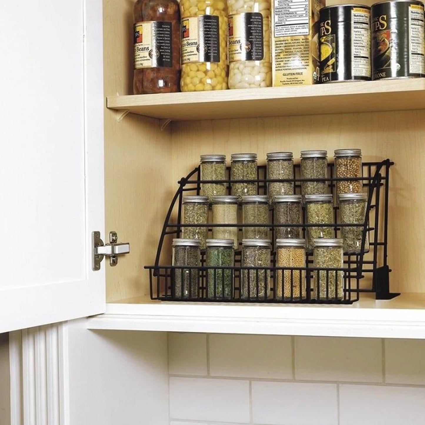 3 Tier Kitchen Pull Down Cabinet Spice Rack Organizer Metal Storage Shelf Stand