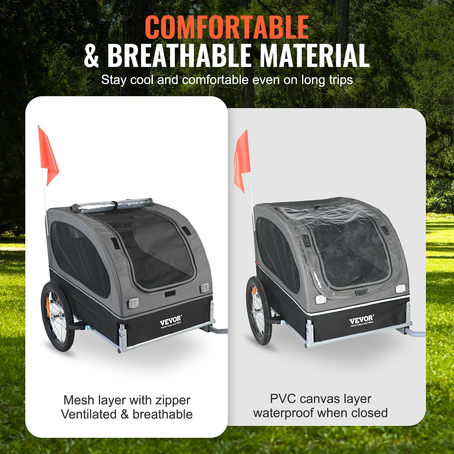Dog Bike Trailer 88 Lbs Carrier Pet Cart Collapsible Storage