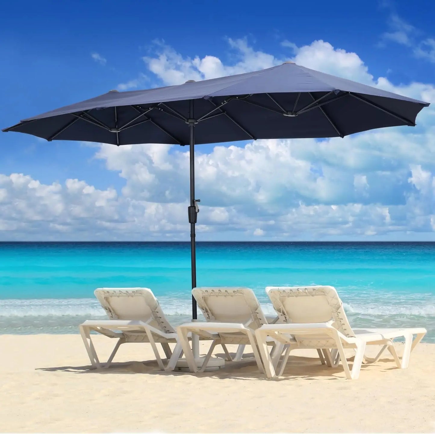 13Ft Large Patio Umbrella With Base Outdoor Double-Sided