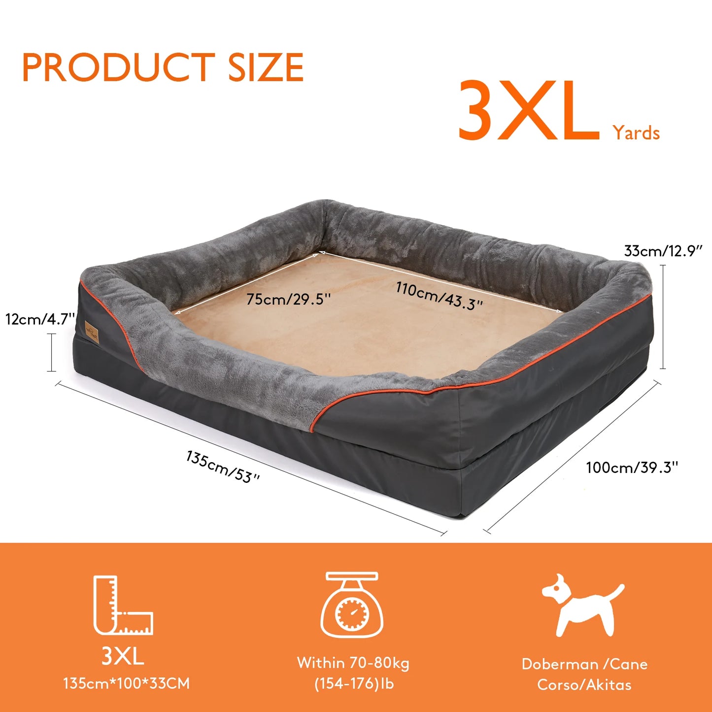 Super Soft Orthopedic Dog Bed With Cotton Padded Bolster