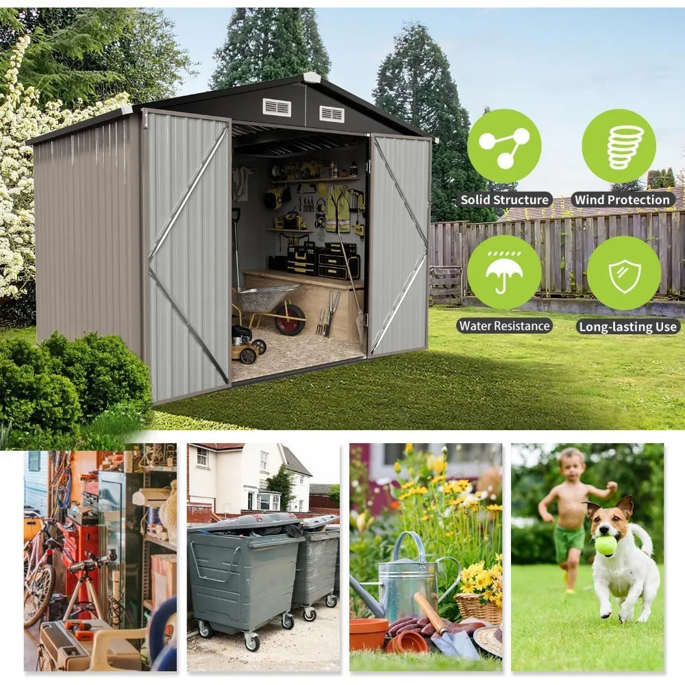 Outdoor Steel Storage Shed - Tool & Utility Shed with Door & Lock