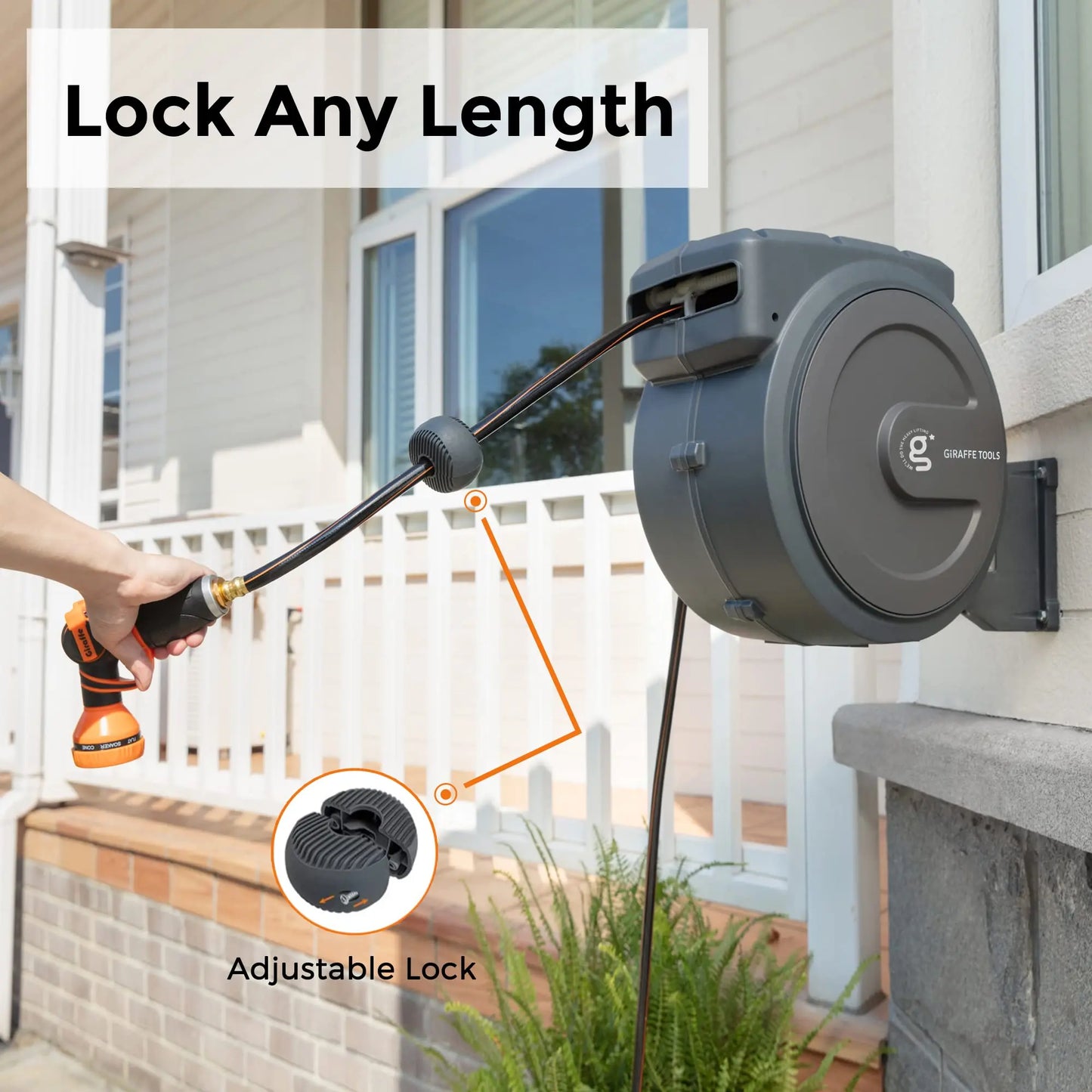Giraffe Tools AW40 Retractable Hose Reel 90 Ft Wall Mounted