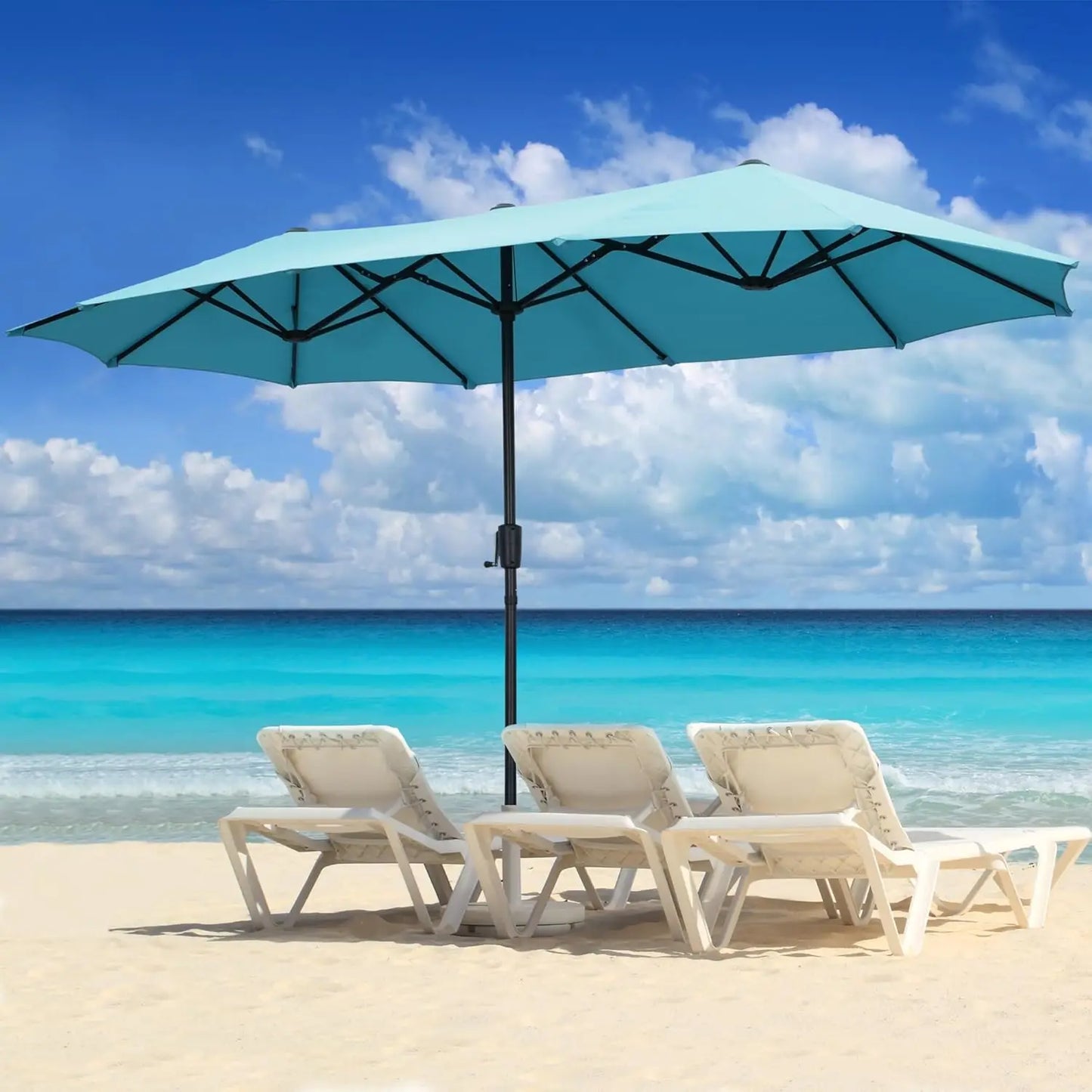 13Ft Large Patio Umbrella with Base Easy Crank for Poolside