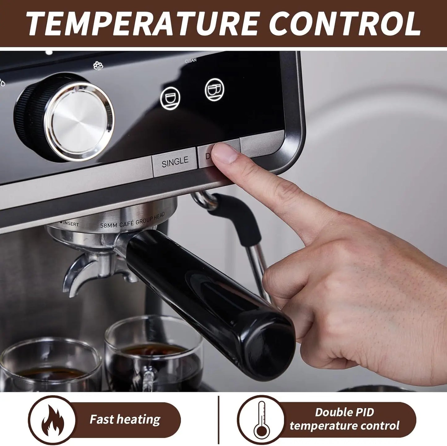 Acekool Espresso Machine Grinder Milk Frother 20 Bar