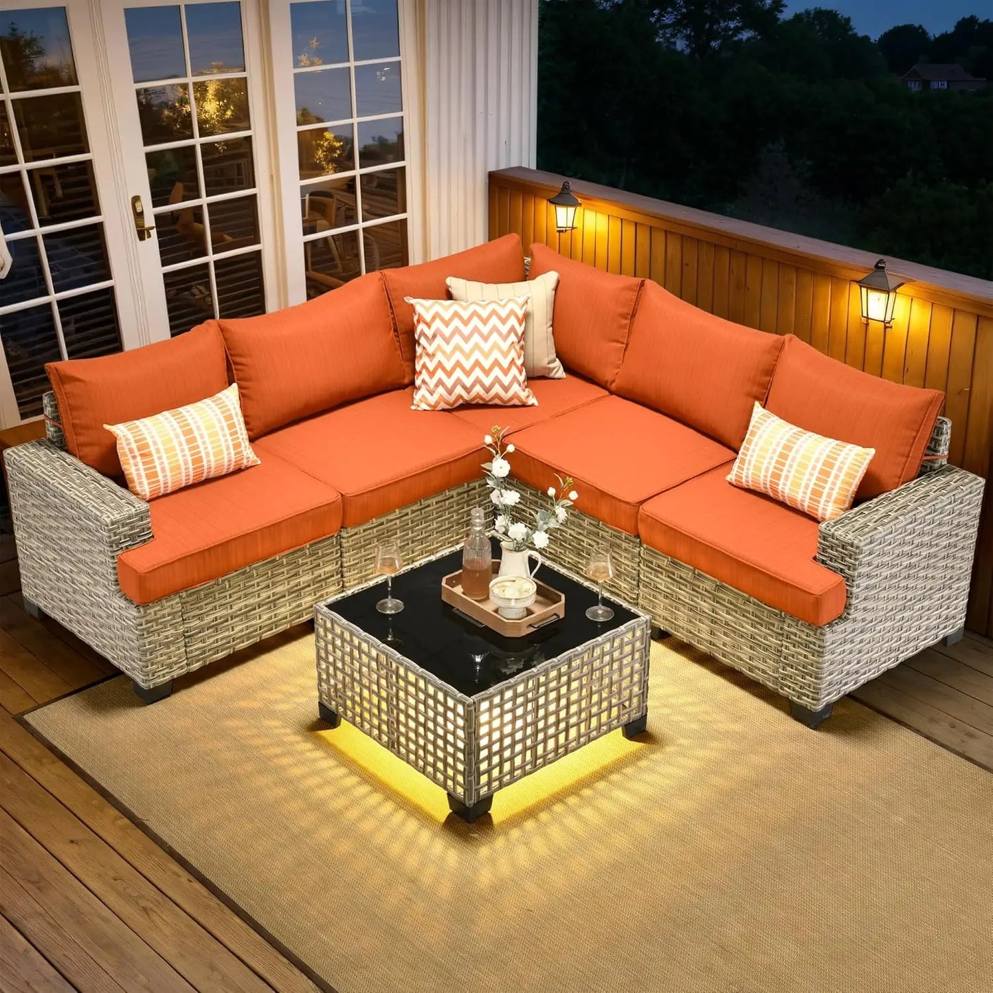6 Piece Patio Sectional Furniture Set for Outdoor Relaxation