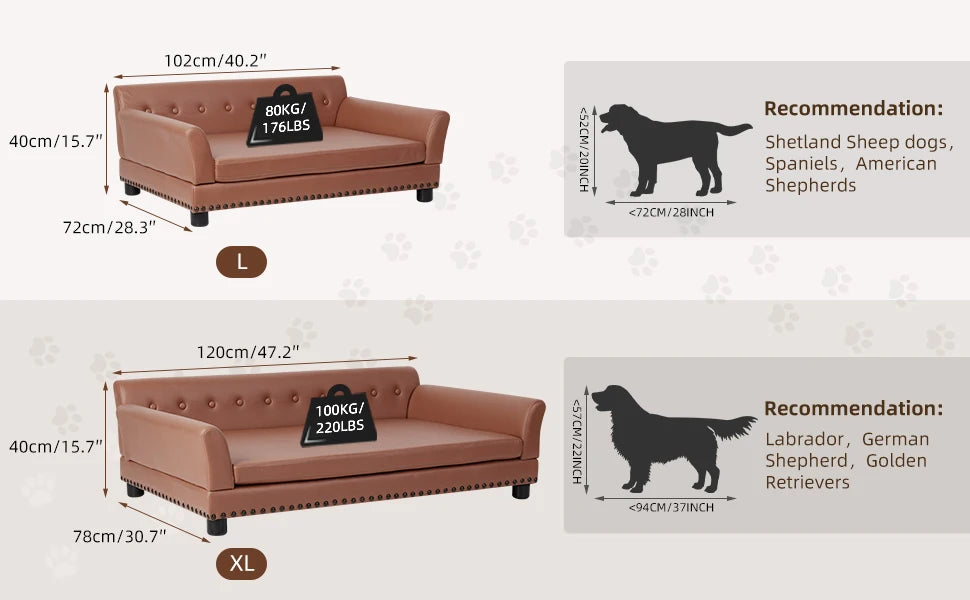 Large Elevated PU Leather Dog Bed With Removable Cushion