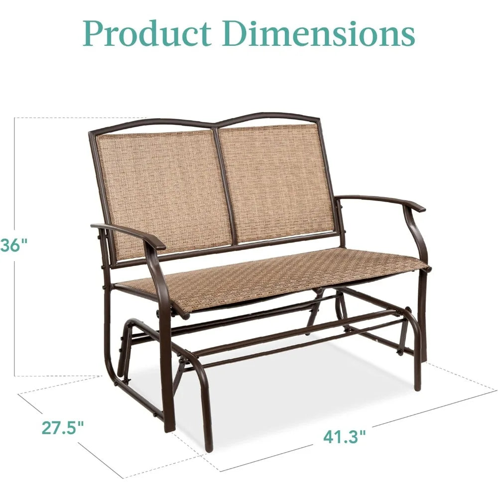 2-Person Outdoor Patio Swing Glider Steel Loveseat Rocker Q