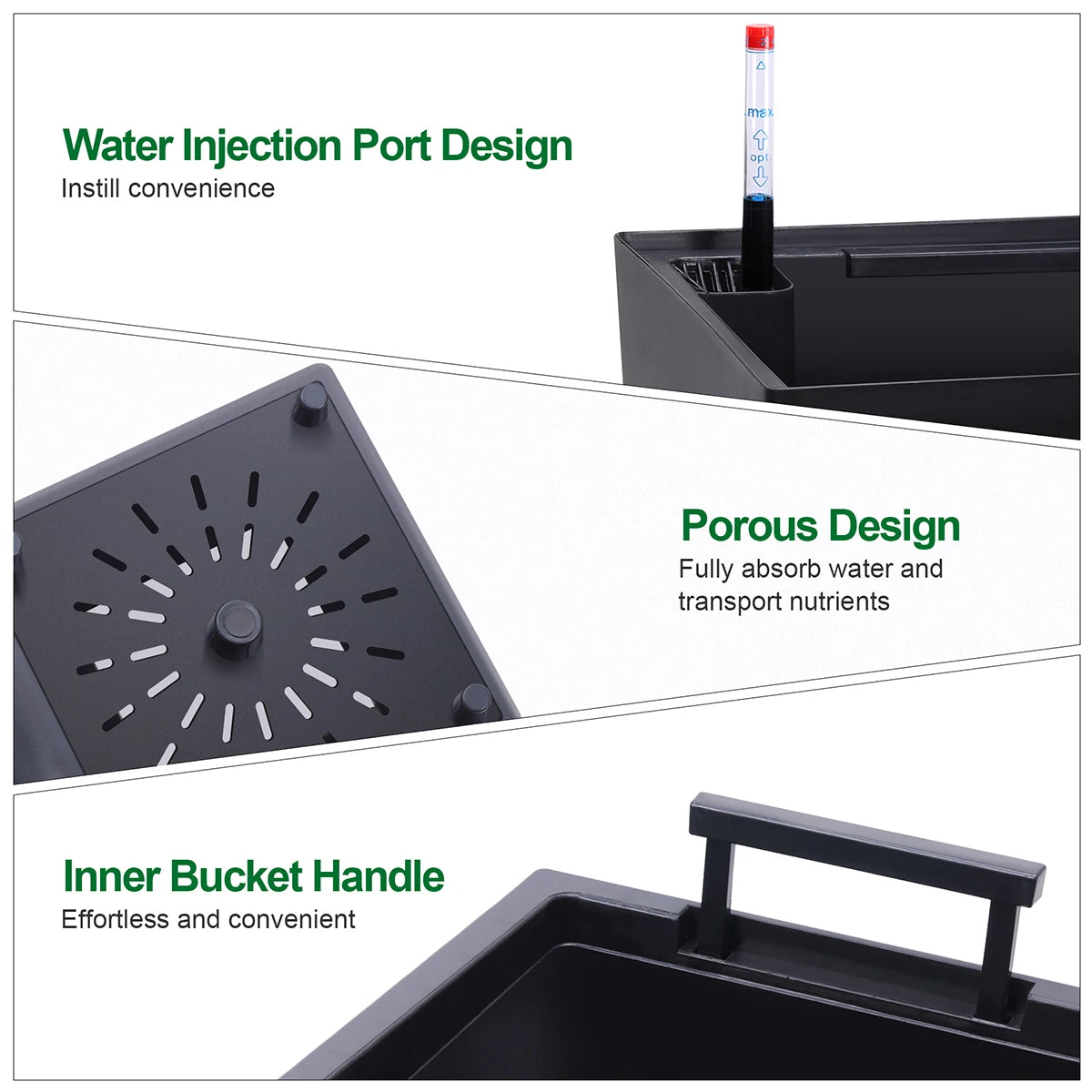 Rectangular Planters Set 2 With Drainage Holes And Level