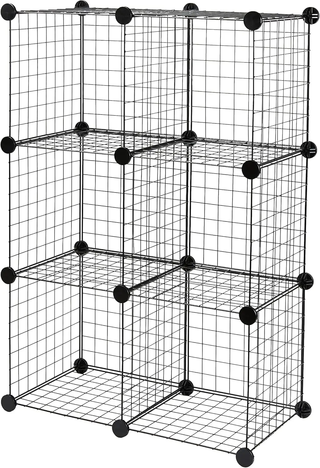 Basics Cube Wire Grid Stackable Storage Shelves 6 Cube Black