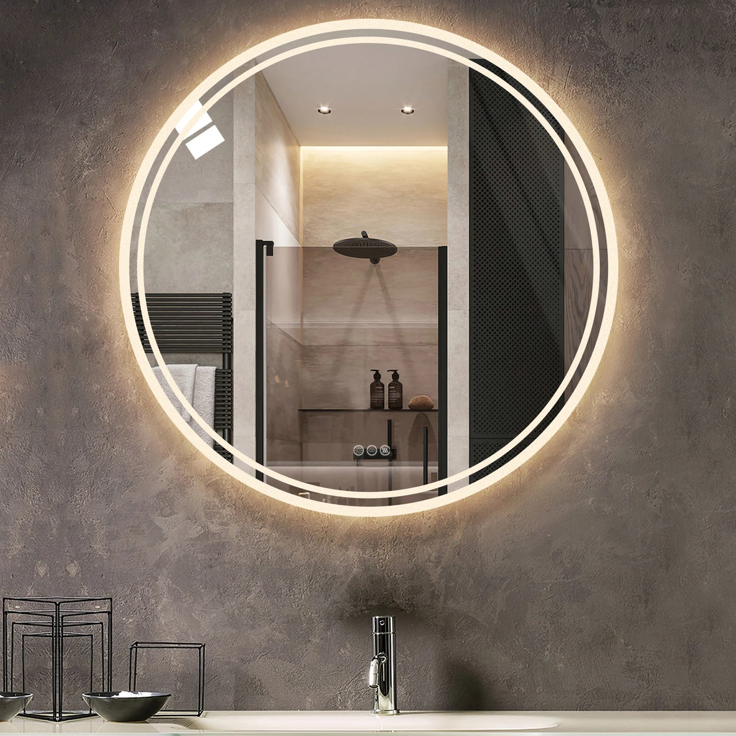 Bathroom LED Mirror Backlit Wall Mounted Anti Fog IP65