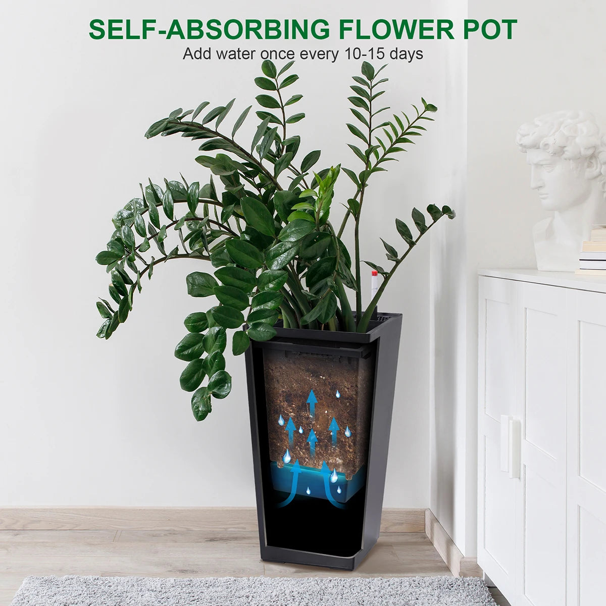 Rectangular Planters Set 2 With Drainage Holes And Level