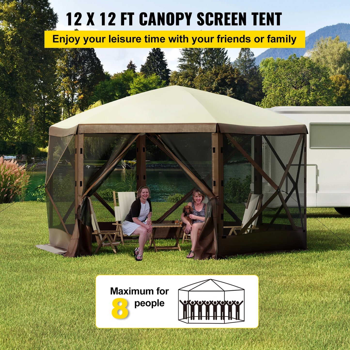 SucceBuy Pop Up Camping Gazebo 12x12 10x10 Sun Shade Tent