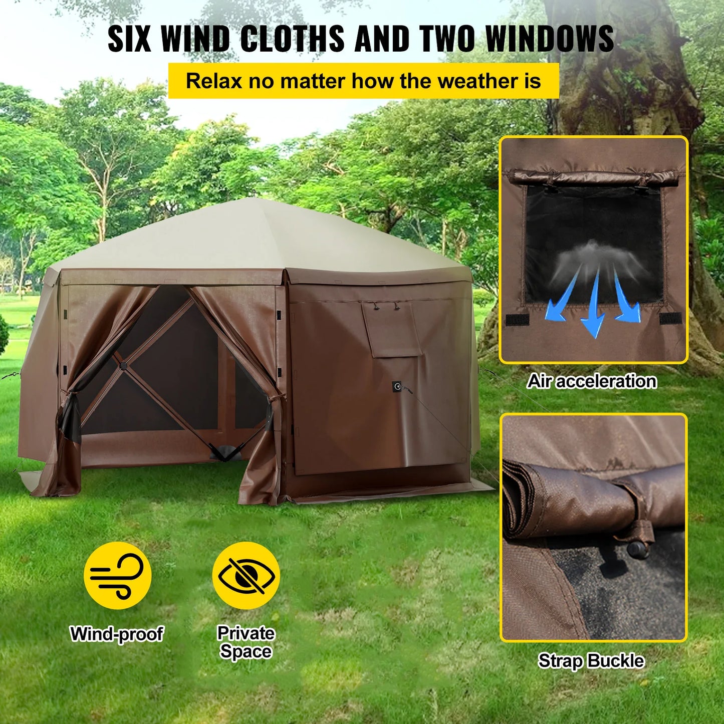 SucceBuy Pop Up Camping Gazebo 12x12 10x10 Sun Shade Tent