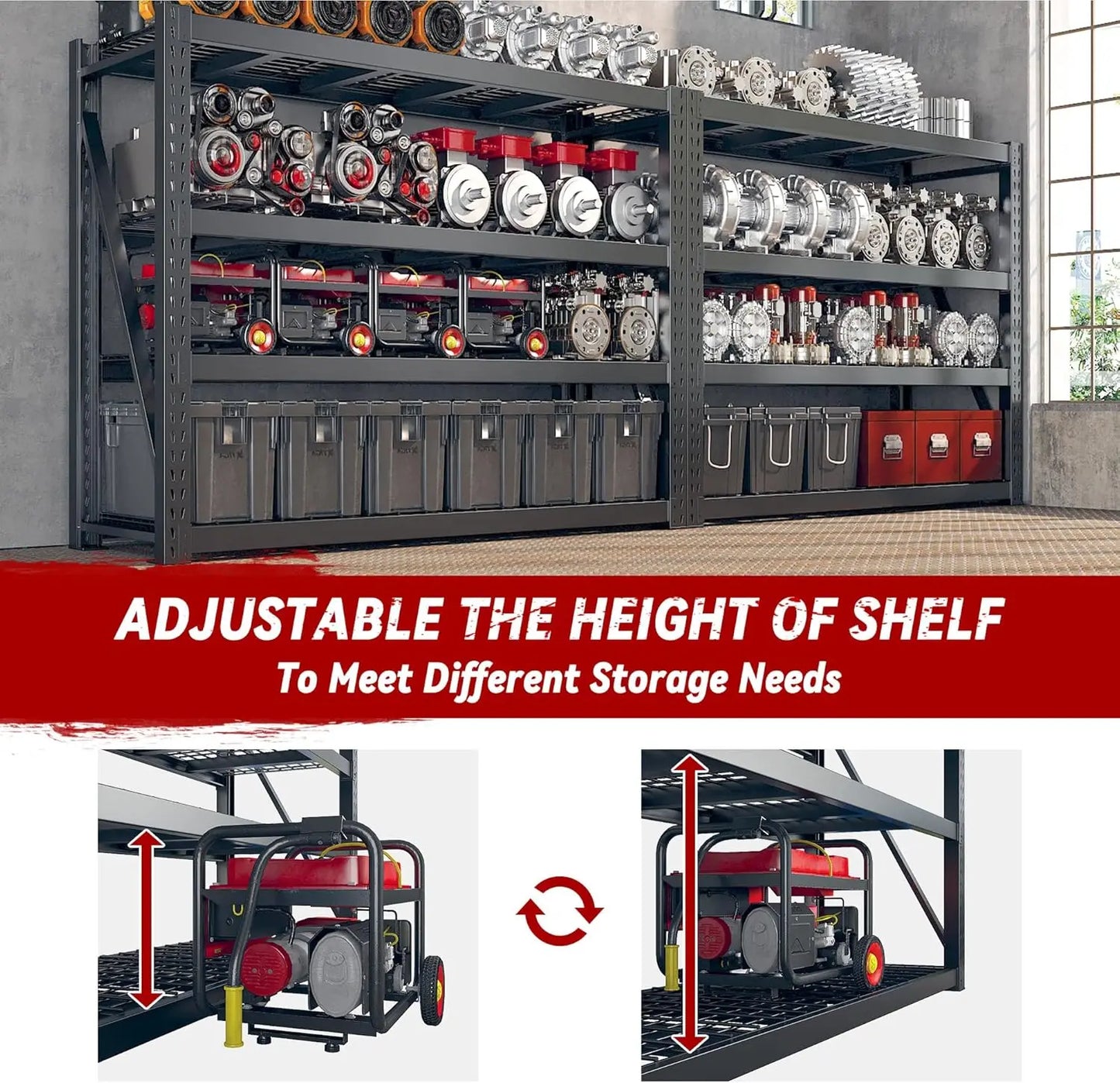 8000LBS Garage Shelving Heavy Duty 77" W Storage Shelves