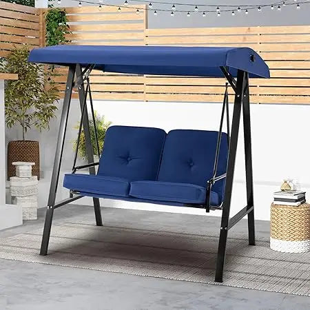 Outdoor Two Seat Patio Swing Chair With Adjustable Canopy