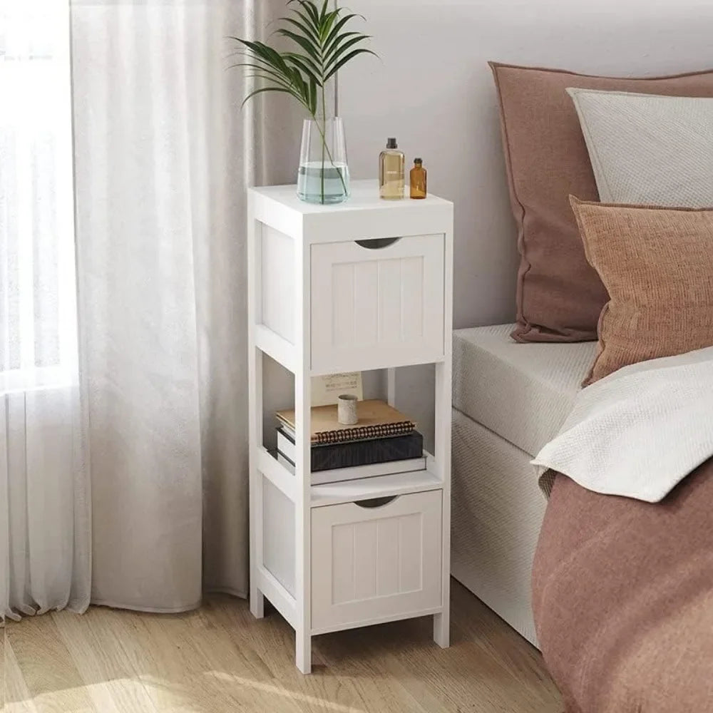 Bathroom Floor Cabinet, Multifunctional Corner Unit, 2 Drawers