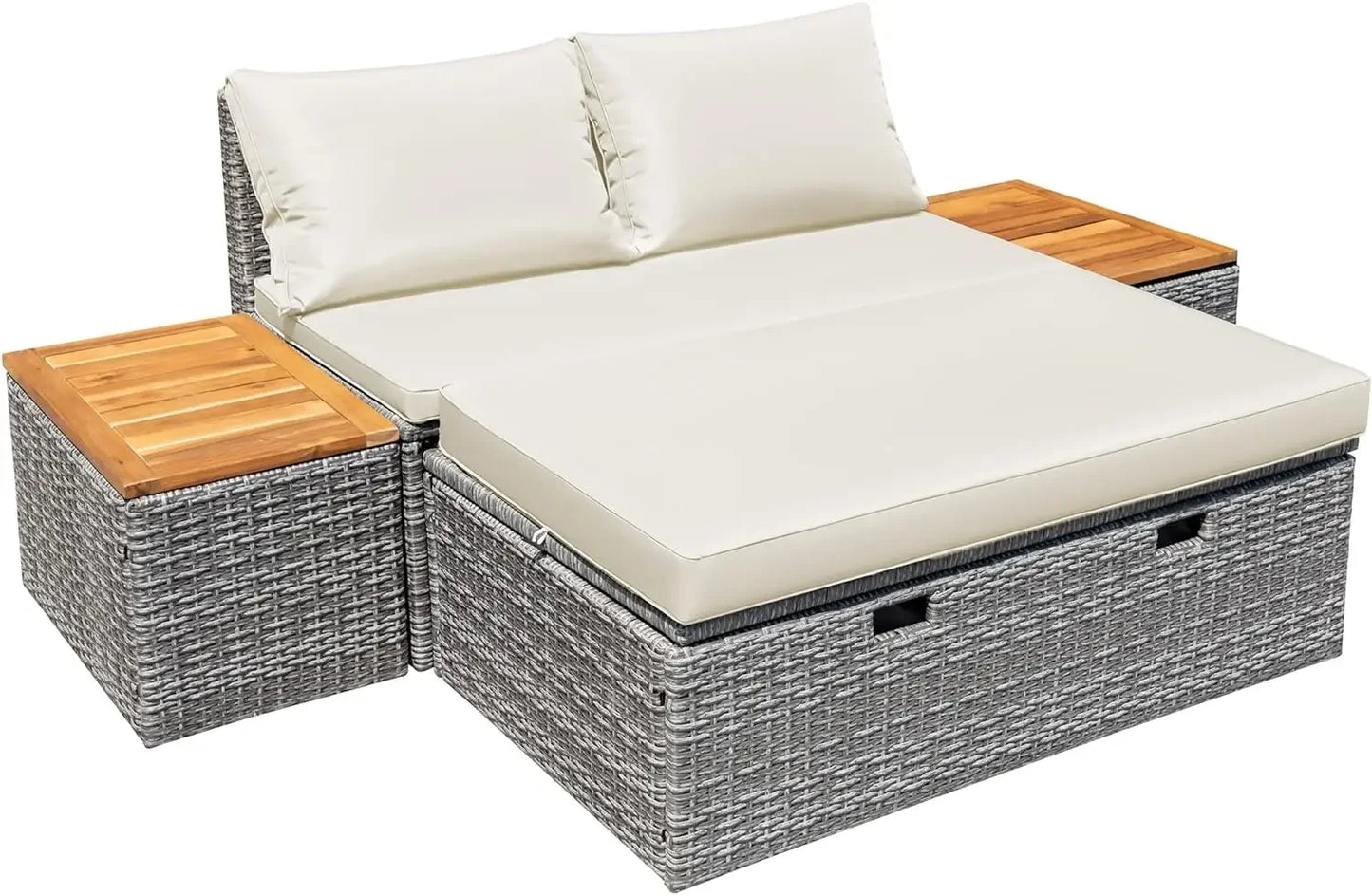 Outdoor Daybed Set Multifunctional Patio Day Bed Rattan