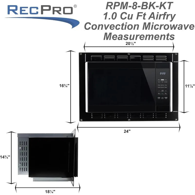 RecPro RV Kitchen Air Fryer Convection Microwave Black