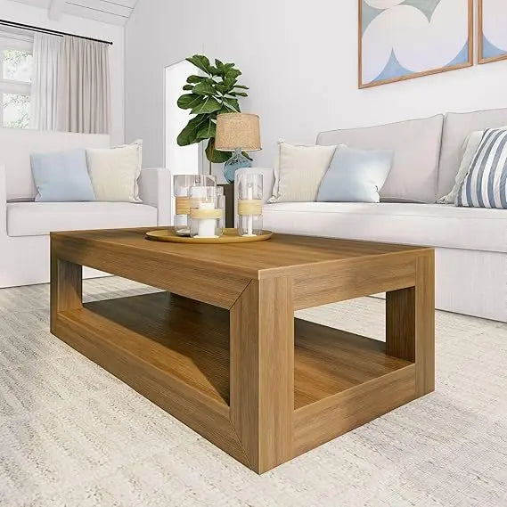 Plank And Beam 40in Modern Coffee Table With Shelf Storage