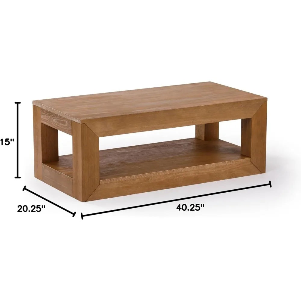 Plank And Beam 40in Modern Coffee Table With Shelf Storage