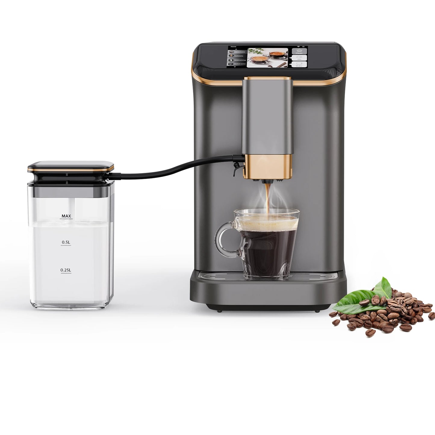 Fully Automatic Espresso Maker 20 Bar Grinder Milk Frother