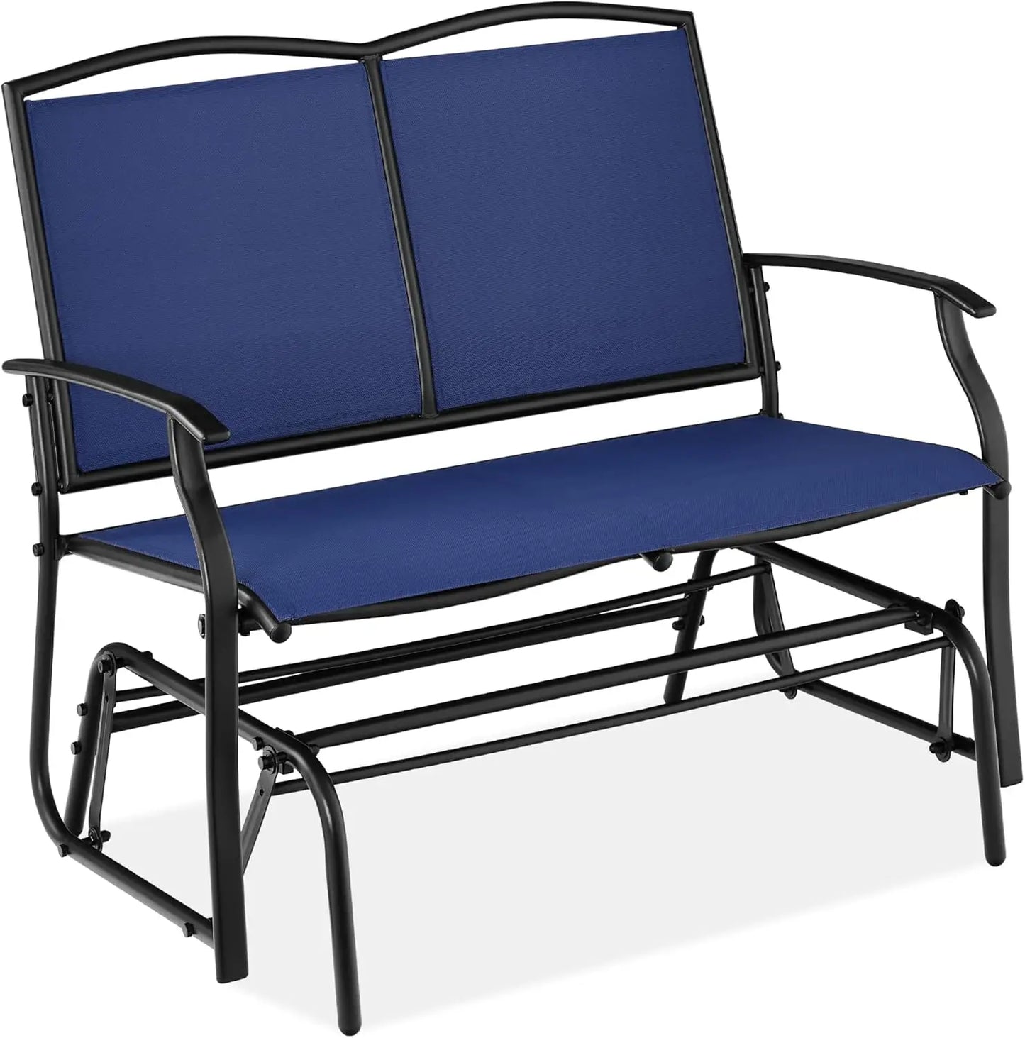 2-Person Outdoor Patio Swing Glider Steel Loveseat Rocker Q