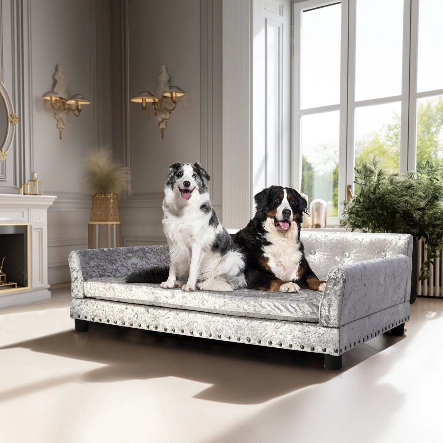 Heavy Duty Pet Sofa Large Raised Dog Bed Cushioned Sofa