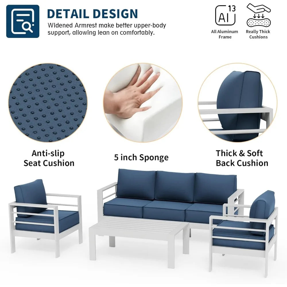 Aluminum Patio Furniture Set Outdoor Couch and Chairs Set
