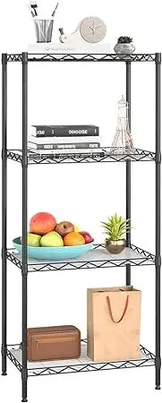 Metal Wire Shelving Unit With Wheels 4 Tier Garage Storage